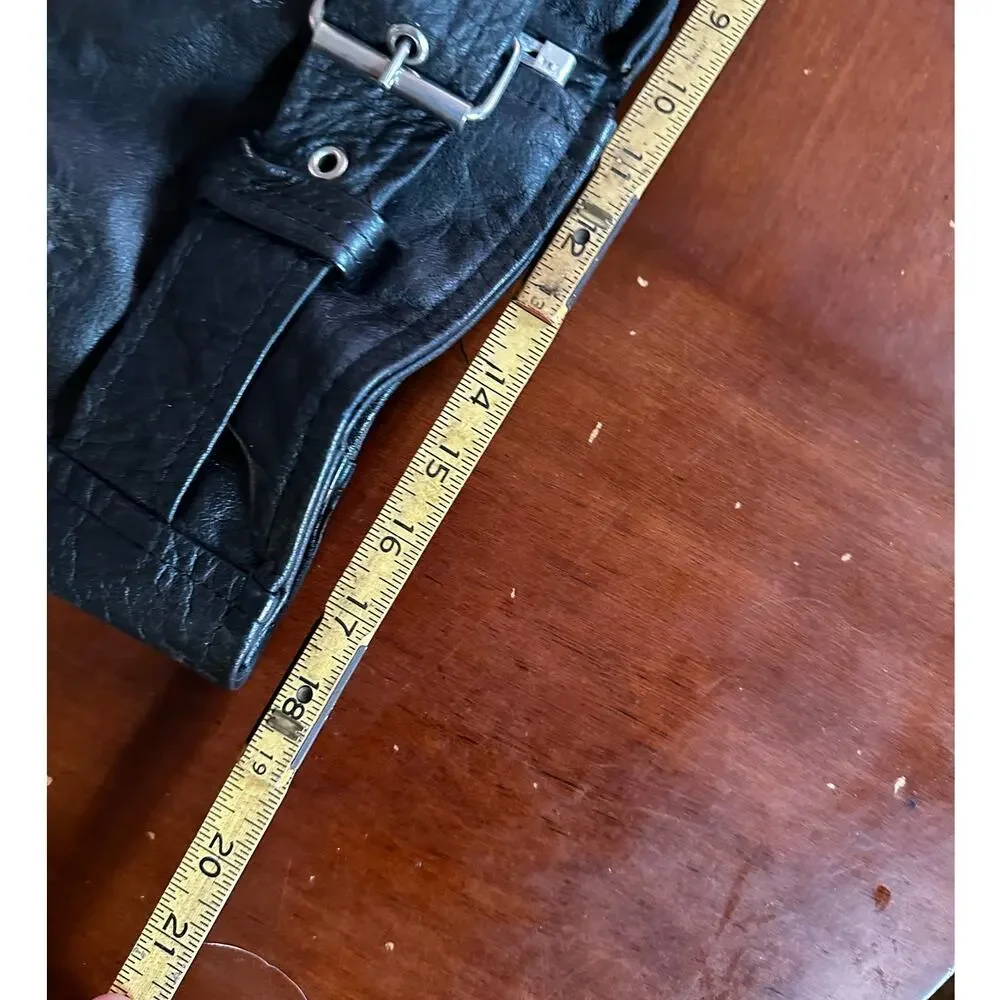Vintage Highway One Motorcycle Black Moto Jacket M Oversized Belted Lined